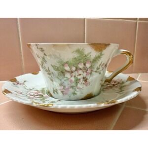 Theodore Haviland Limoges France Apple Blossom Porcelain Cup & Saucer